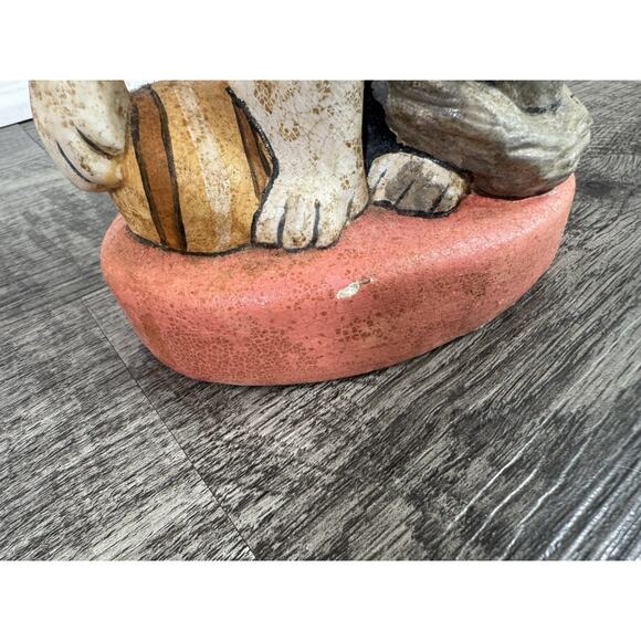 Vaillencourt Folk Art Chalkware Cat 1989 Hand painted Vintage Primitive 10” Grey - Picture 7 of 10